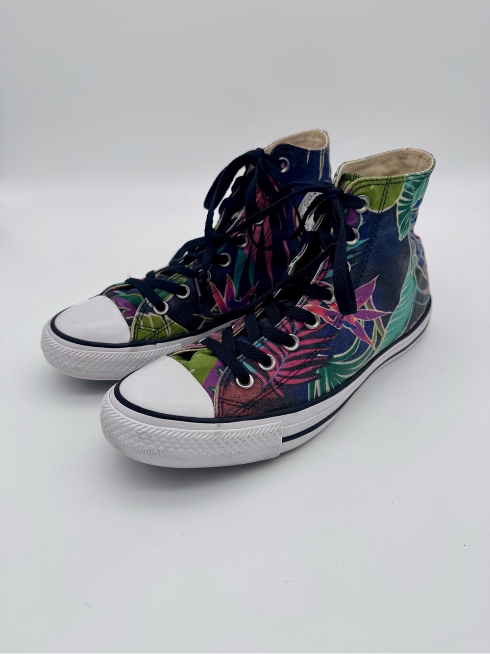Converse Chuck Taylor High Top Tropical Floral Palm Sneakers Mens 8 Womens 10 - Picture 2 of 11